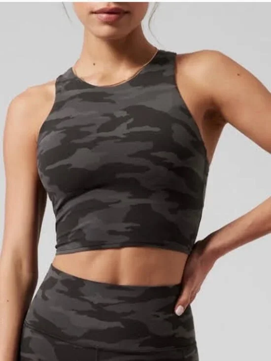 Athleta Conscious Crop D-DD+ Tank Black Camo Athleisure XL - Picture 1 of 7